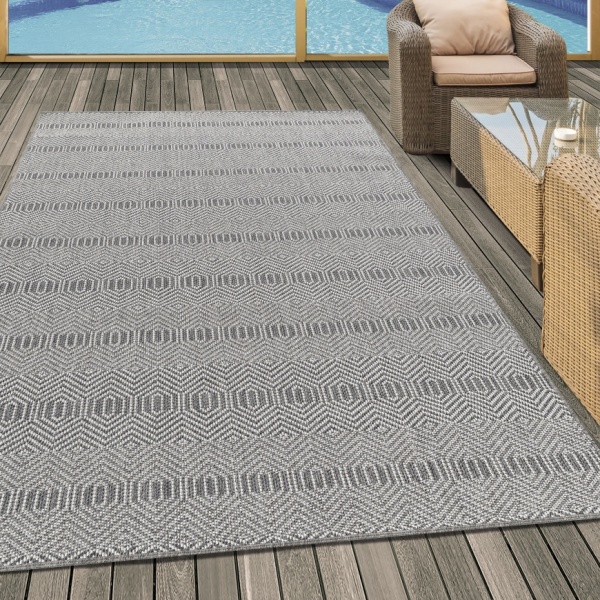 Osun Outdoor/Indoor Minimalist Design Grey Rug